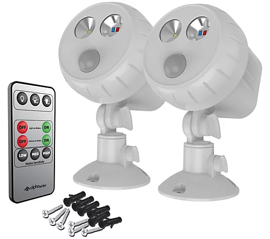 Alpha Series S/2 Wireless Motion Sensor Spotlights w/ Remote Control